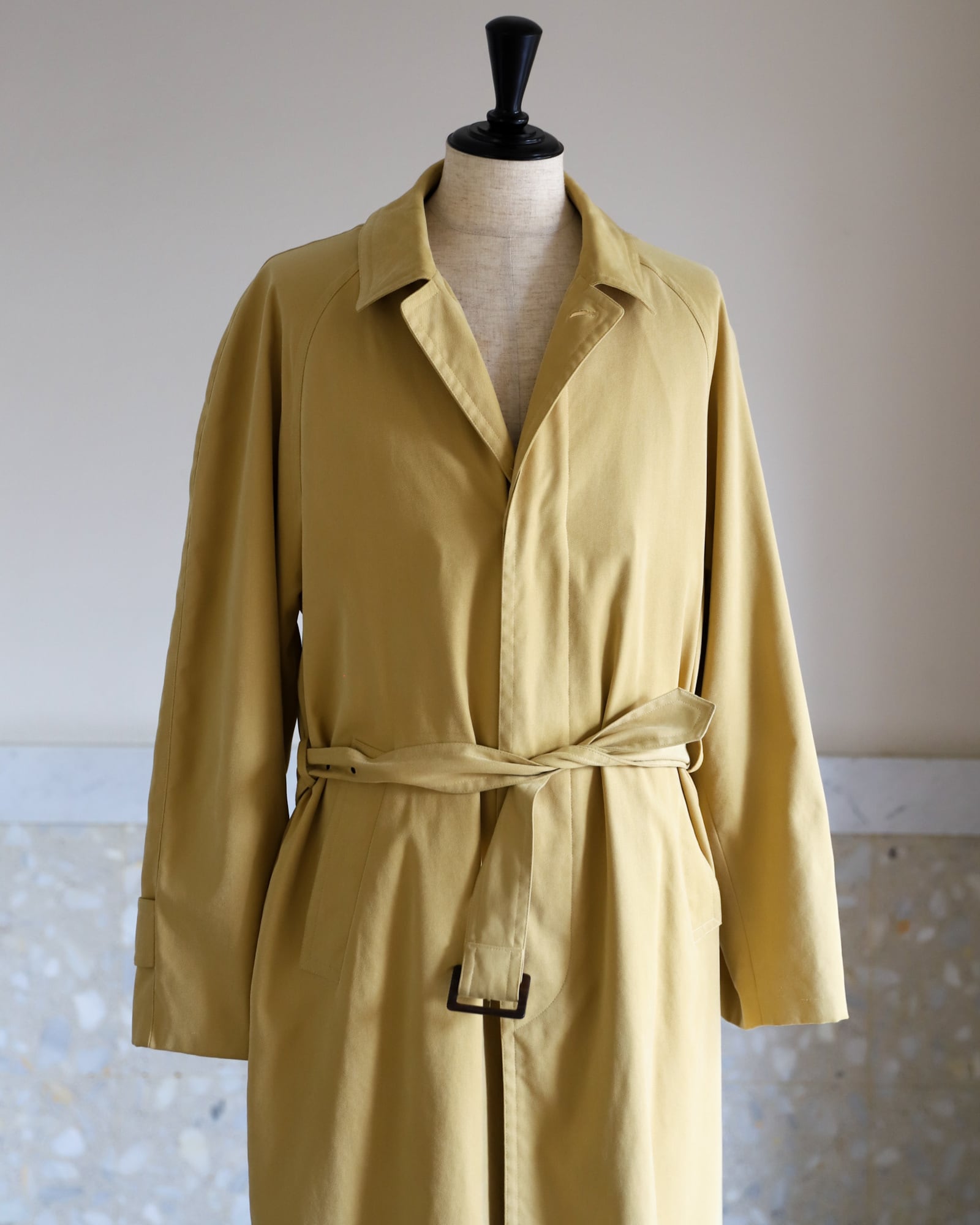 エルメス淡い黄色のトレンチコート 極美品】HERMES Special raglan coat trench coat made in France