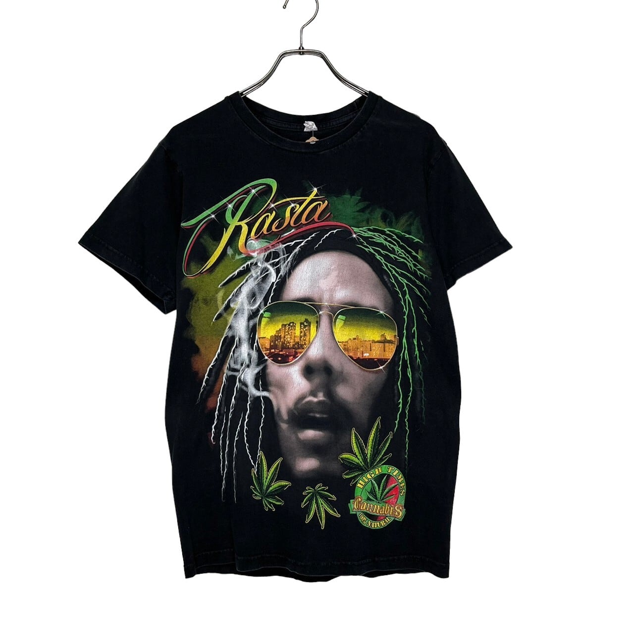 両面プリント】unknown 半袖Tシャツ M コットン100% マリファナ T 