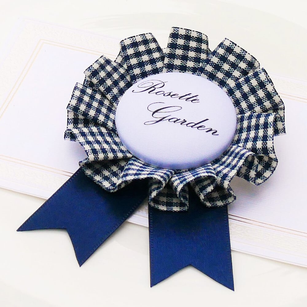 シングルプリーツ】ユニークリボン＊ギンガムチェック（ネイビー