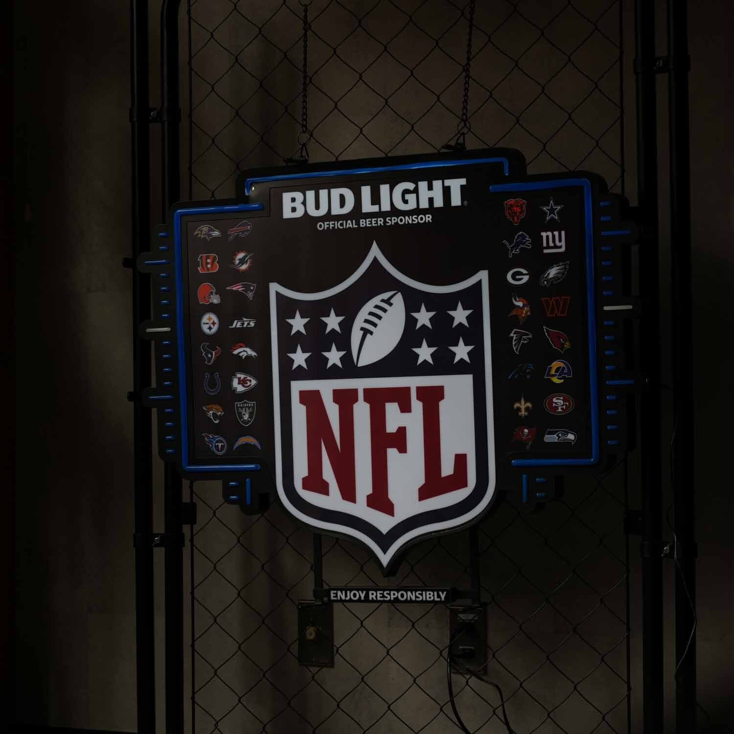 US直輸入 大サイズ オフィシャルネオンサイン NFL × BUD LIGHT 2025