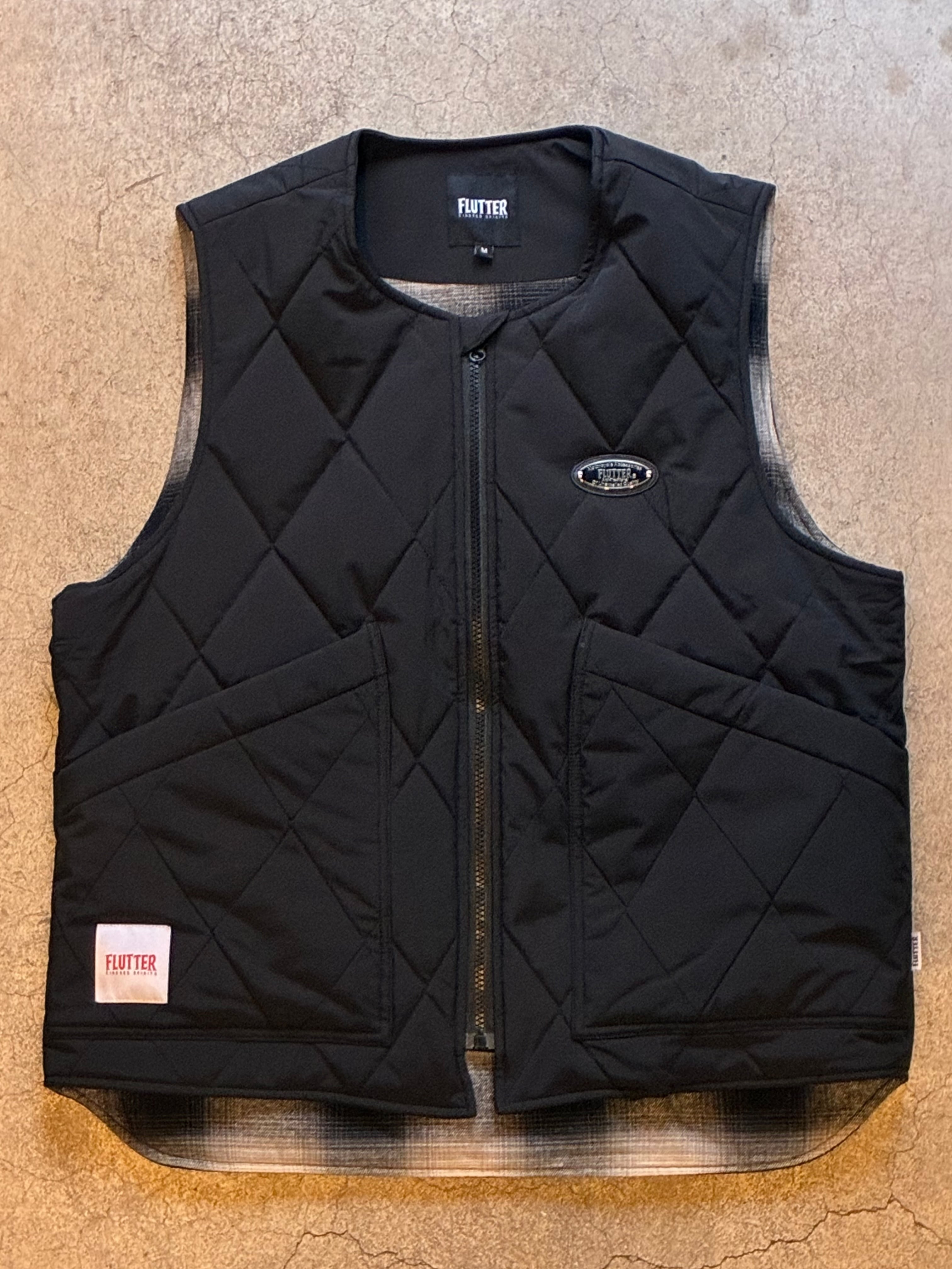 FLUTTER 電熱キルティングベスト ブラック FLUTTER】TURBO HEAT®︎ Quilting Puff Vest -BLACK（フラッター