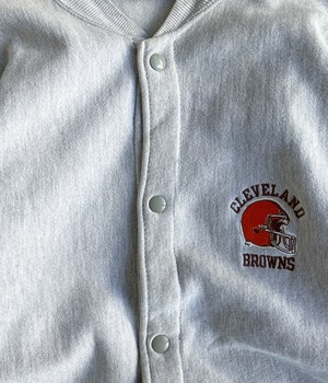Vintage 90s L Champion reverse weave snap button sweatshirt -CLEVELAND-