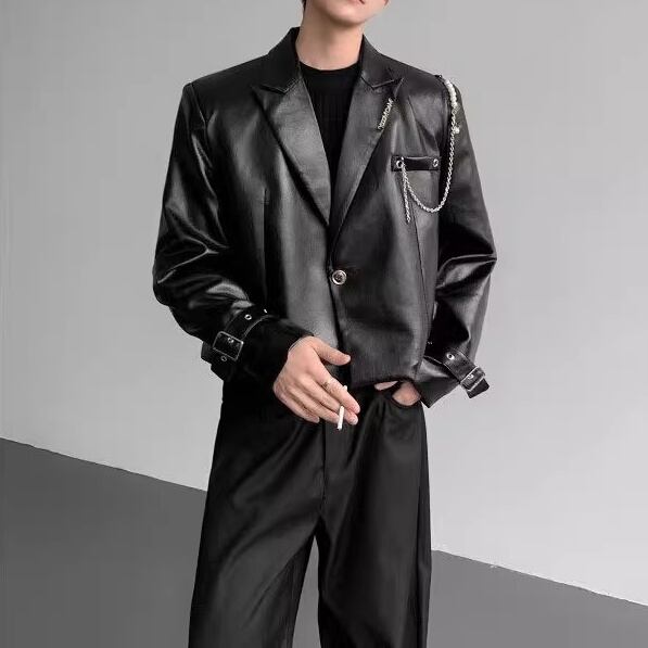 フェイクレザーチェーンジャケット 1color MOJ0268