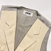 90s JUN MEN ジュンメン ベスト ジレ M/アイボリー ×グレー 系 メンズ ビンテージ