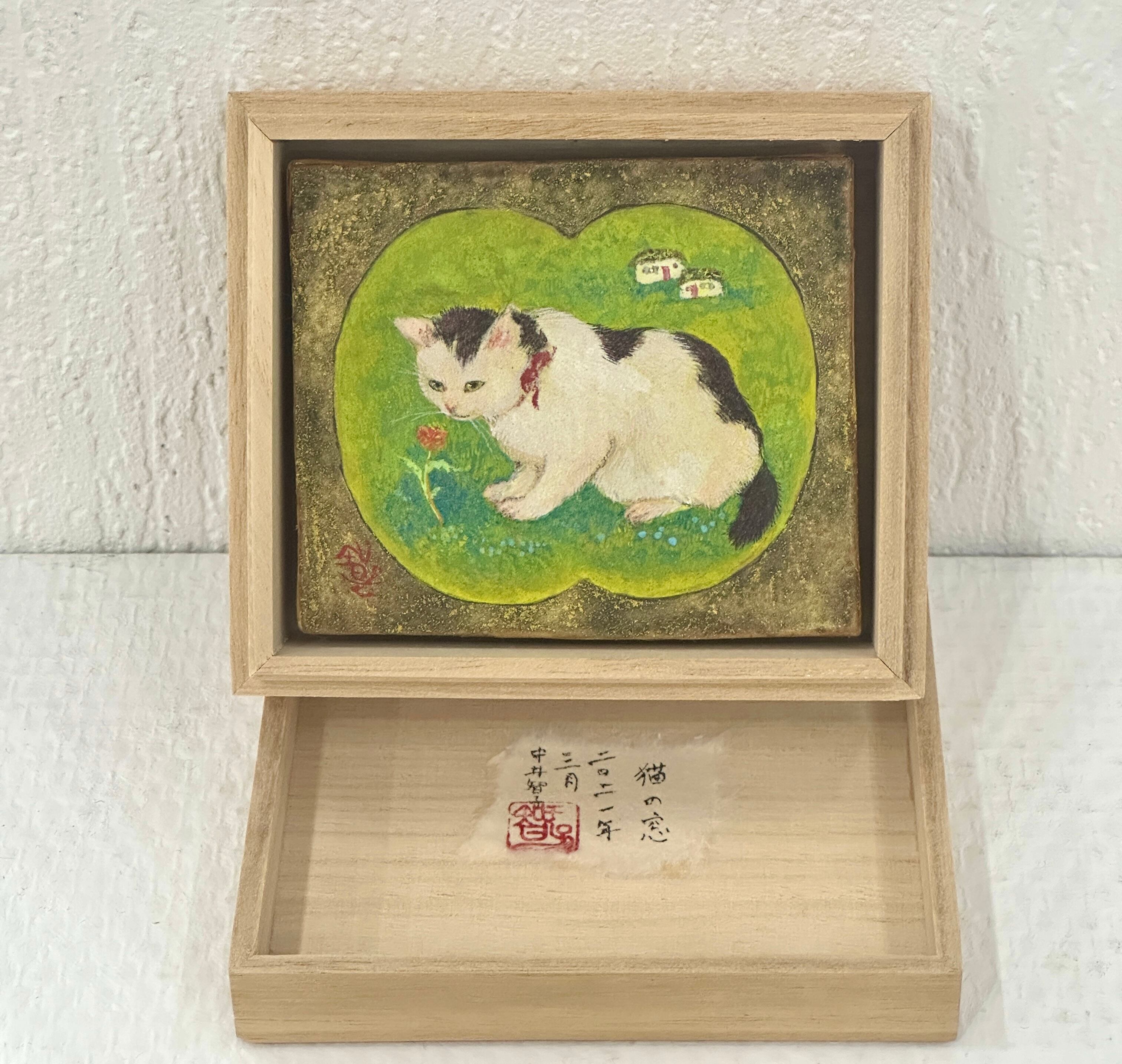 色雲を泳ぐ小さな龍《雲の中の龍》日本画 原画 額装｜岩絵具・純金泥