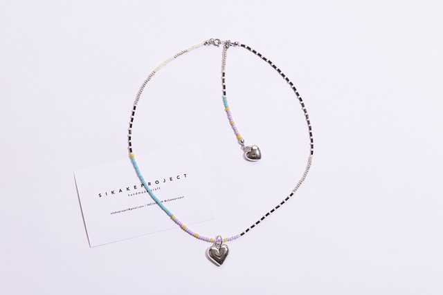 colorful beads heart necklace F