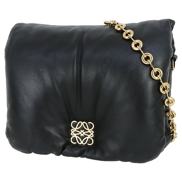 Used LOEWE ロエベ パファーゴヤバッグ シャイニーナパラムスキン ブラック AP40P41X01