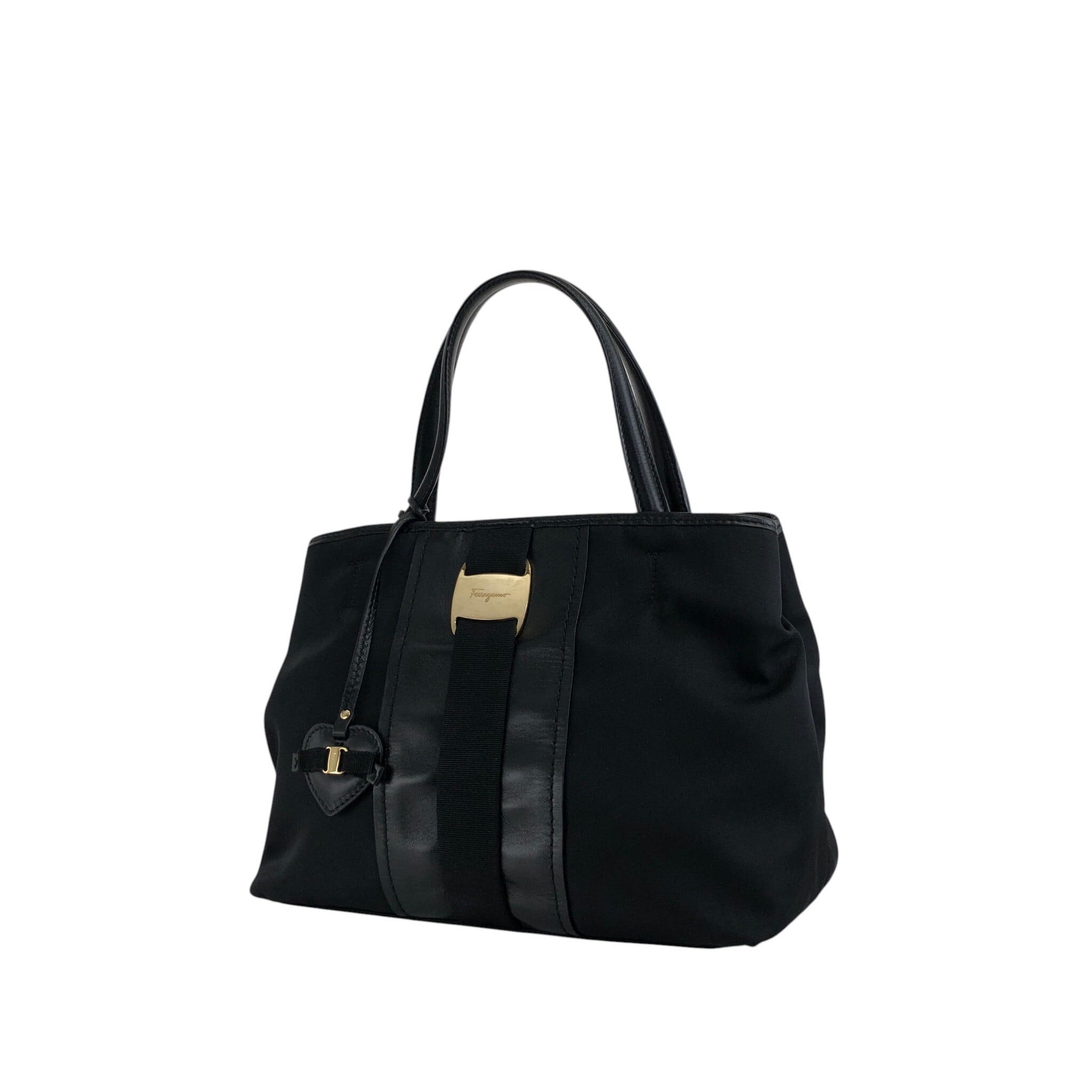 サルヴァトーレフェラガモ トートバッグ ブラック ナイロン ヴァラリボン Salvatore Ferragamo サルヴァトーレ フェラガモ ハンドバッグ