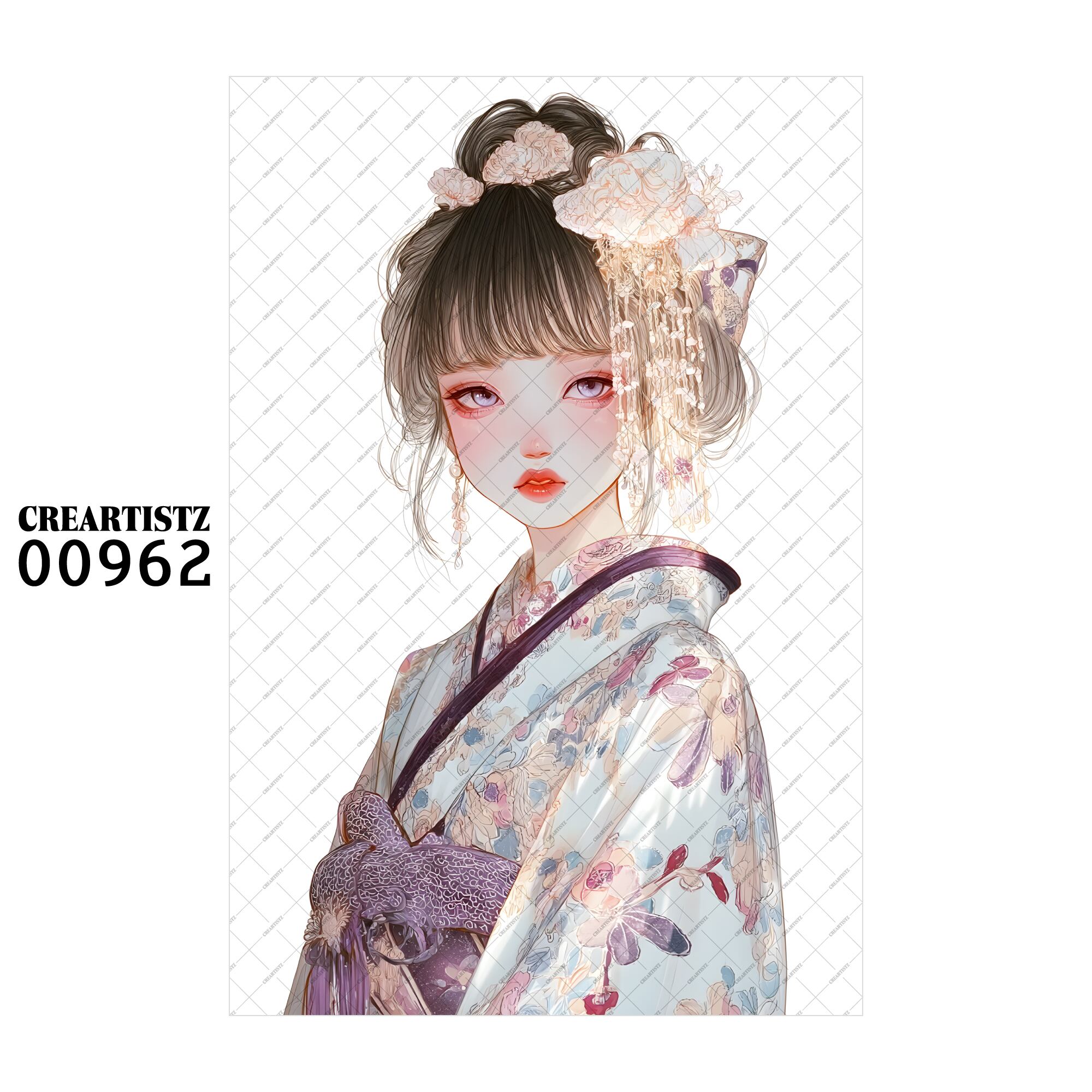 00962 ガール キュート オリジナル ペーパー/ステッカー 4枚セット CREARTISTZ