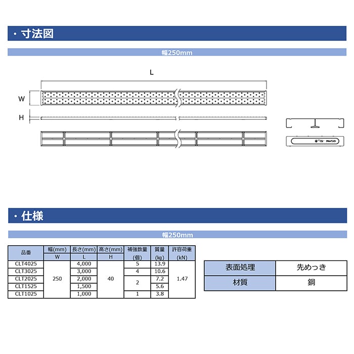 鋼製足場板 CLT1525 幅250mm 全長1.5m 5枚セット プラチナプレート 鋼製足場板 CLT1525 幅250mm 全長1.5m 5枚セット プラチナプレート