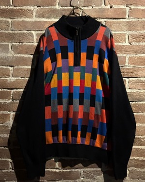 【Caka act3】“St. Croix” Art Design Vintage Half Zip Knit