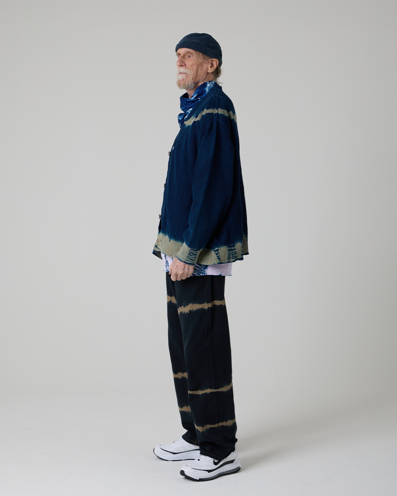 【3着限定販売 / 最短即日発送】藍染めタイダイニットカーディガン 荒川