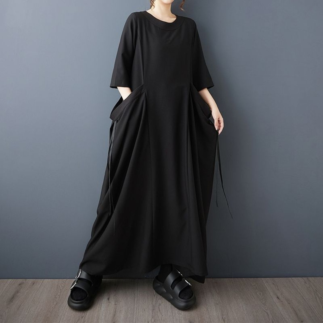 リボンポケット ロングワンピース  30231