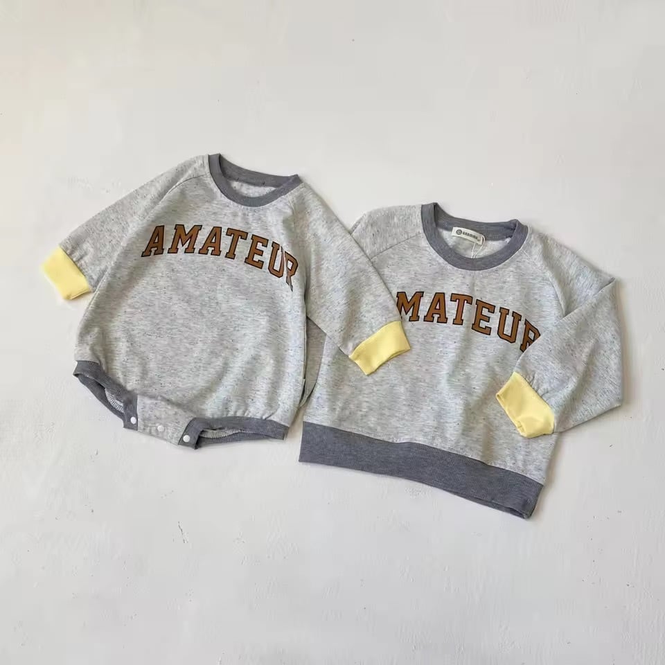 バイカラーつぶつぶロンパース