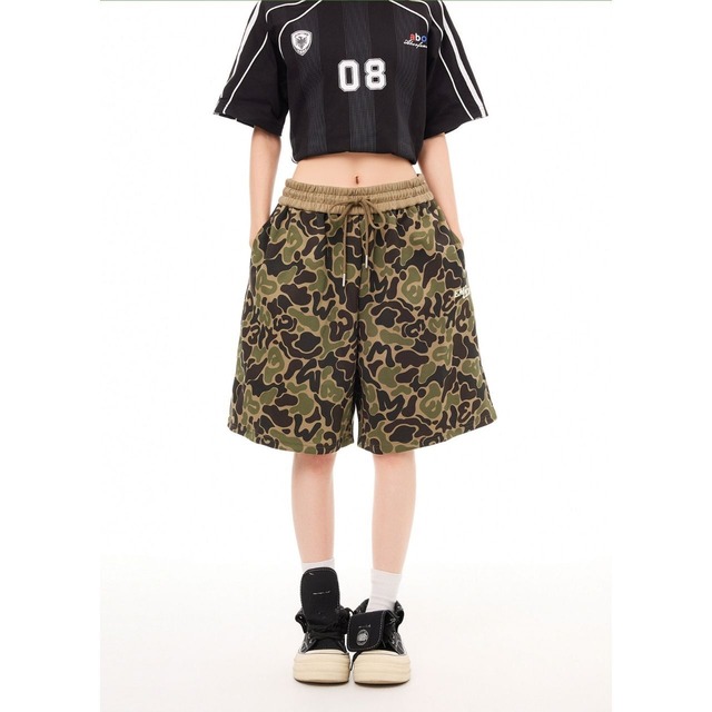 アーミーカモワイドスウェットハーフパンツ 2col R02508
