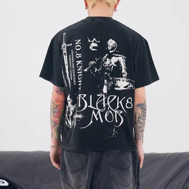 【DRIP5454】B8M word & Shield Print Tee