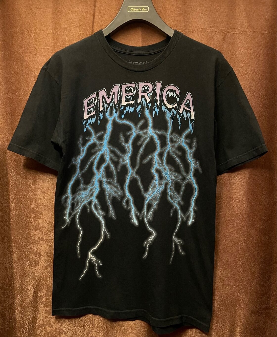 MADE IN MEXICO製 EMERICA サンダー柄プリントTシャツ ブラック M 