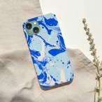 受注生産 iPhoneケース コバルトブルーの墨流しマーブル｜水面模様 MARB049A