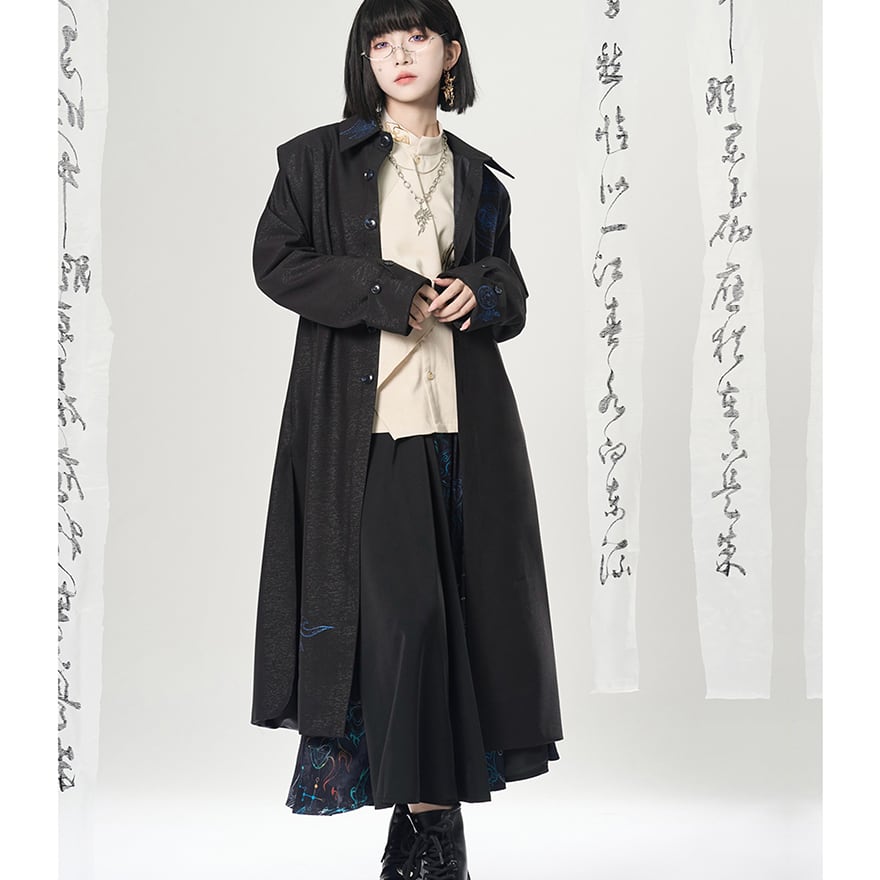 中華ゴシック ロングコート 刺繍 ユニセックス 卿棠 | ゴスロリ