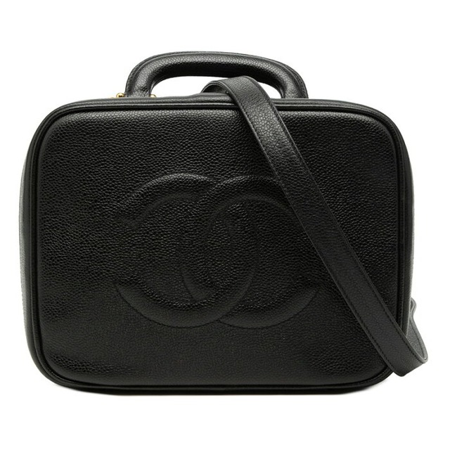 シャネル ココマーク ヴィンテージ スクエア ハンドバッグ ショルダーバッグ2WAY ブラック キャビアスキン レディース CHANEL 【中古】