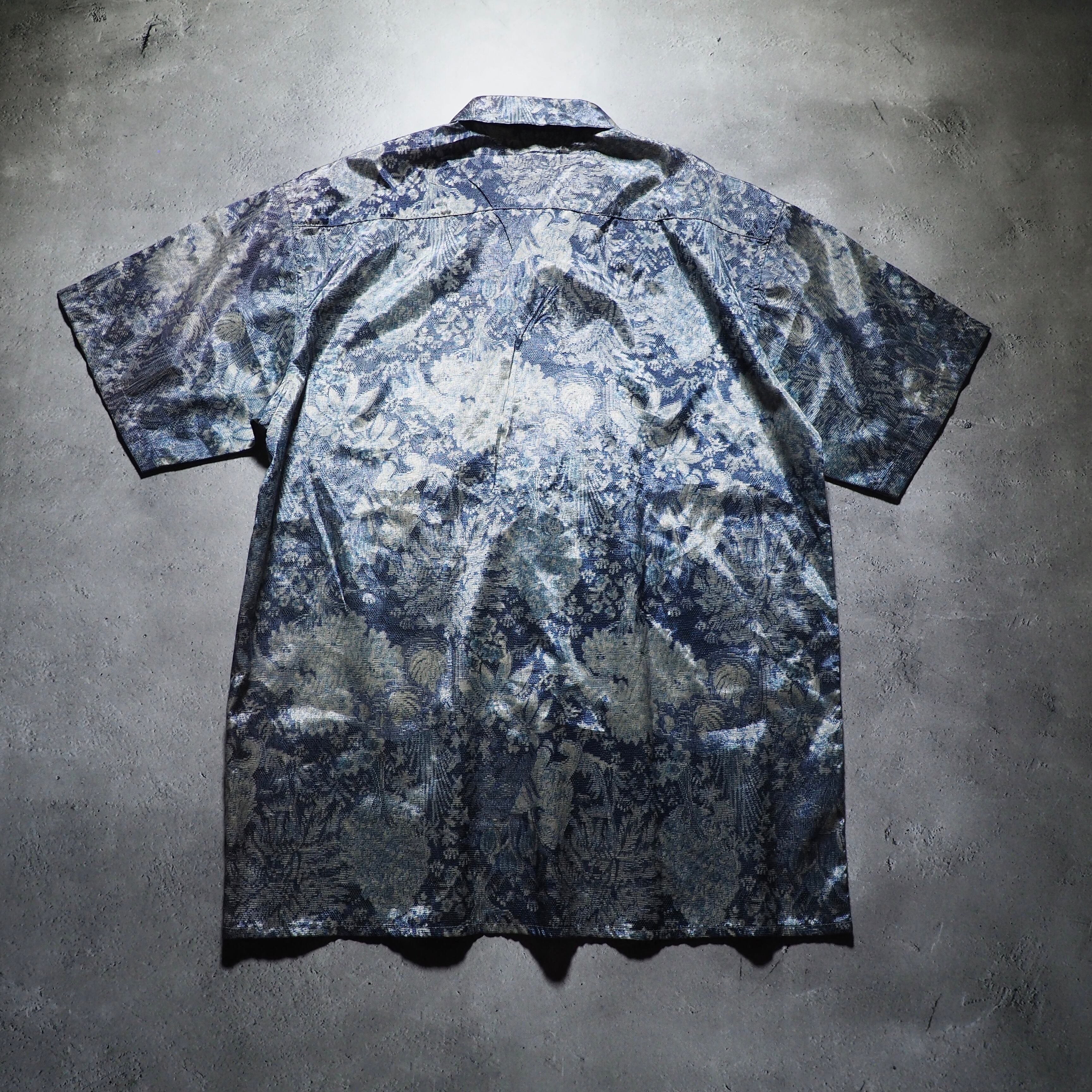 1990s ” Thai silk ” Cold contemporary art pattern Design vintage SS drape shirt