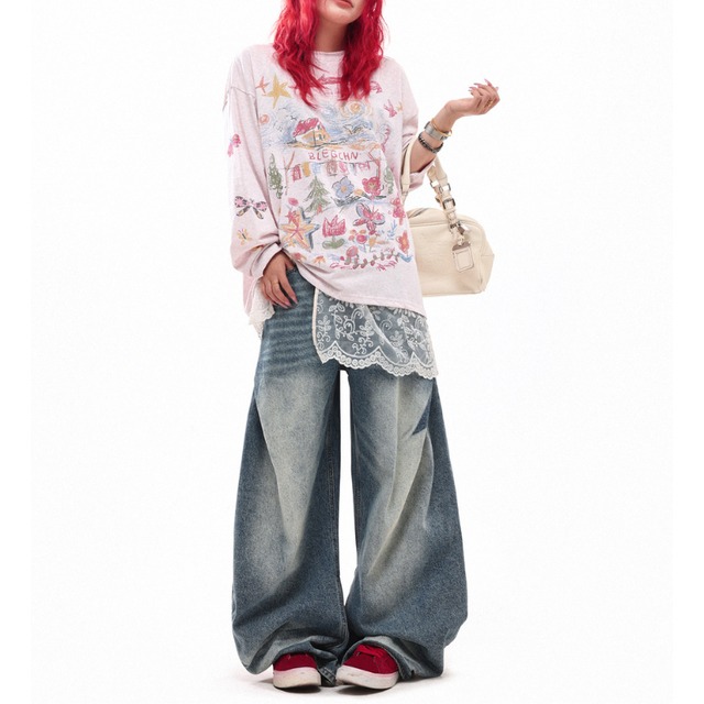 dreamy drawing long tee　ドリーミードローイングロングティー　J1715