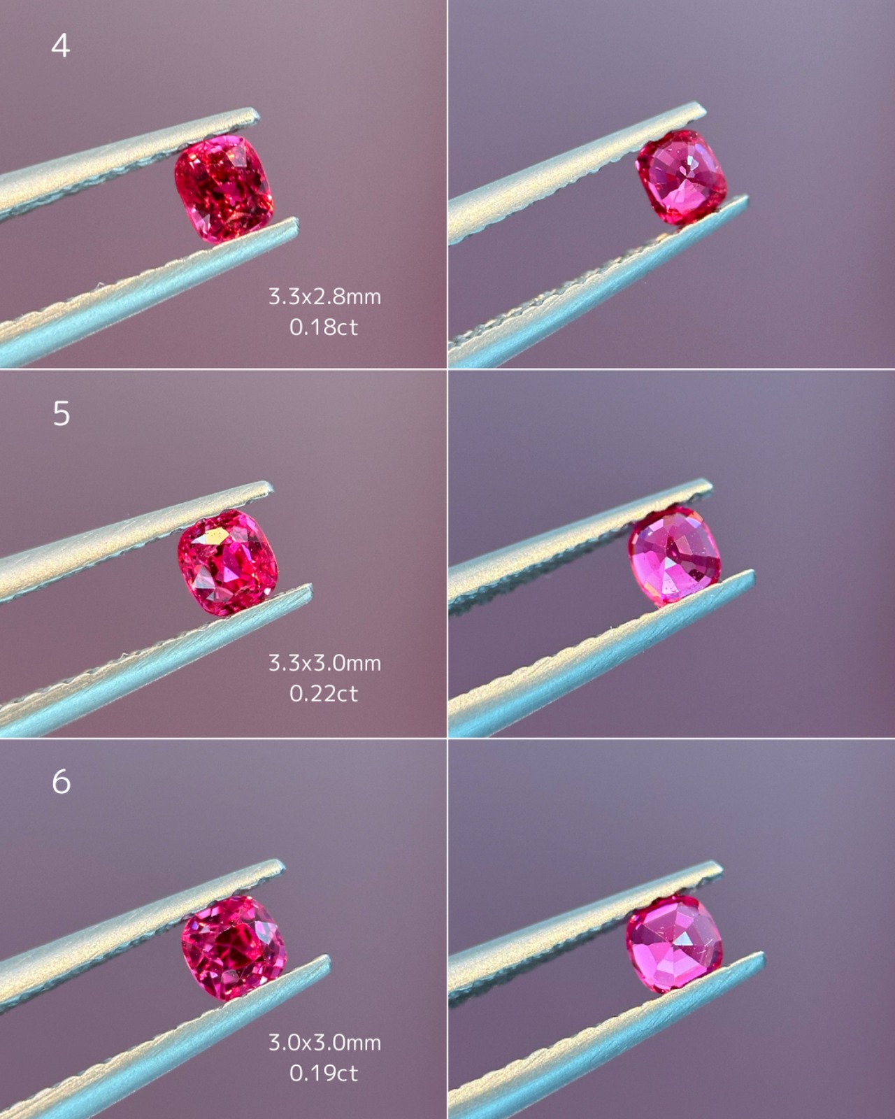 ミャンマースピネル【3】3.3x3.1mm,0.23ct