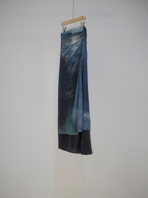 Gradient Scenery Sheer Skirt & Slip Set / BLUE