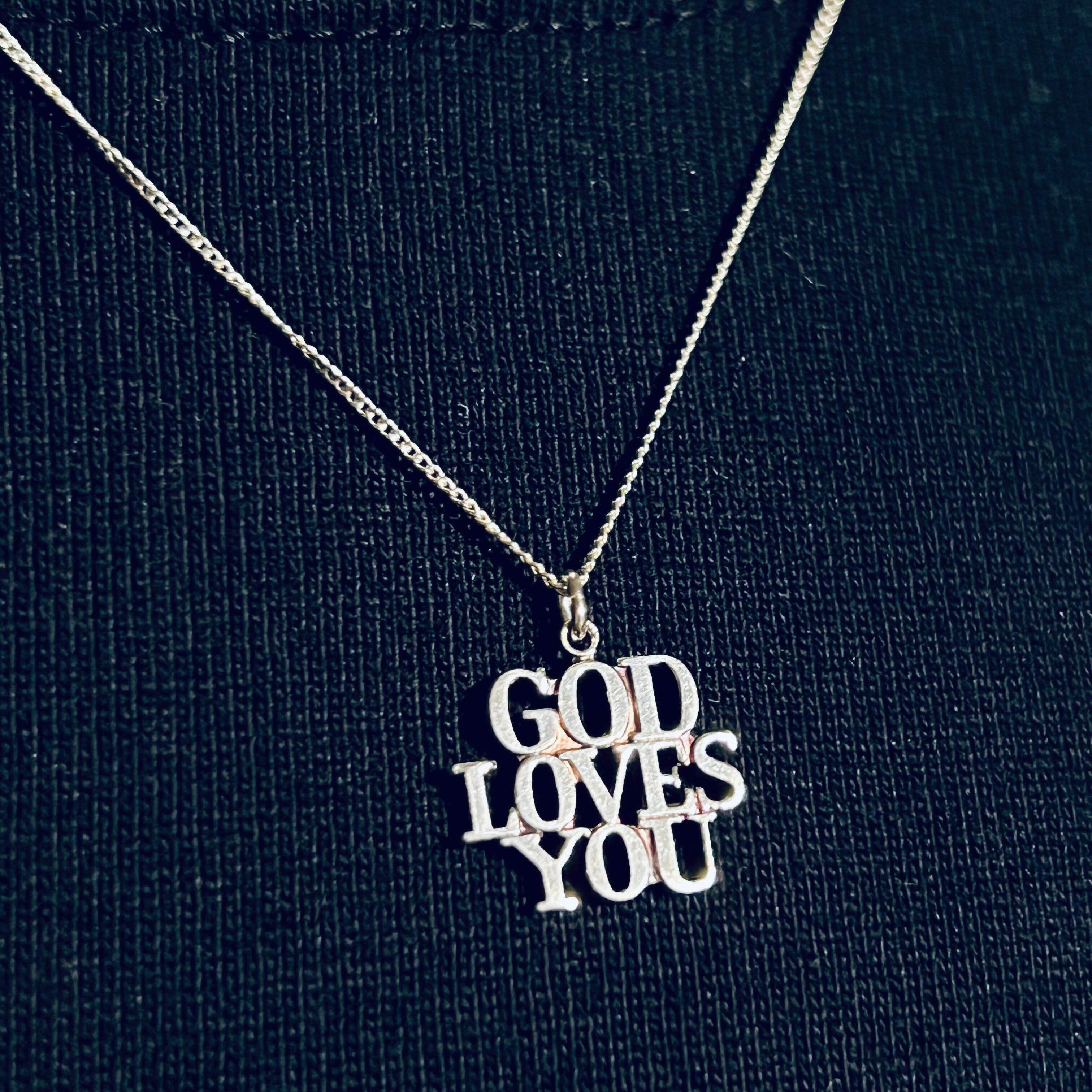 VINTAGE TIFFANY & CO. "GOD LOVES YOU" Charm Necklace Sterling