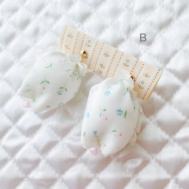 Vintage baby fabric x Tulip 耳飾り(B)♡イヤリング・ピアス