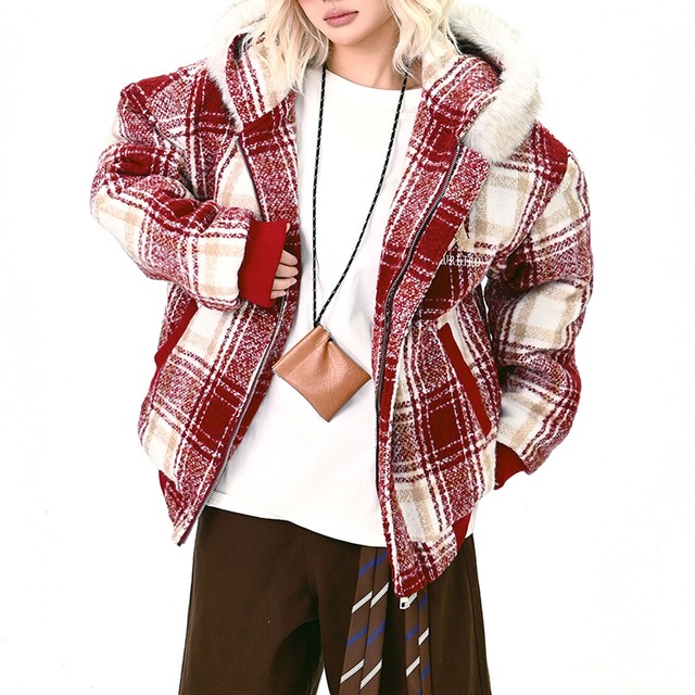 レトロチェックカレッジブルゾン 1col R01258