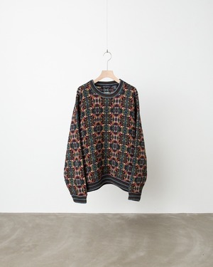 1990s vintage whole pattern design wool × rayon mix knitted sweater
