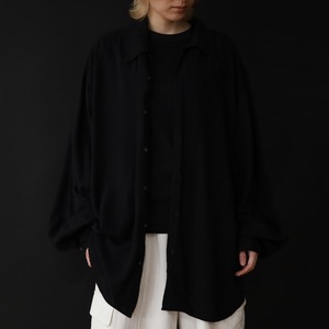 over silhouette black color rayon open-collar shirt