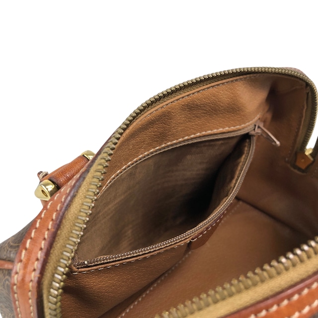 CELINE セリーヌ マカダム ショルダーバッグ ブラウン PVCレザー 2WAY ミニバッグ vintage ヴィンテージ オールド nvyja5