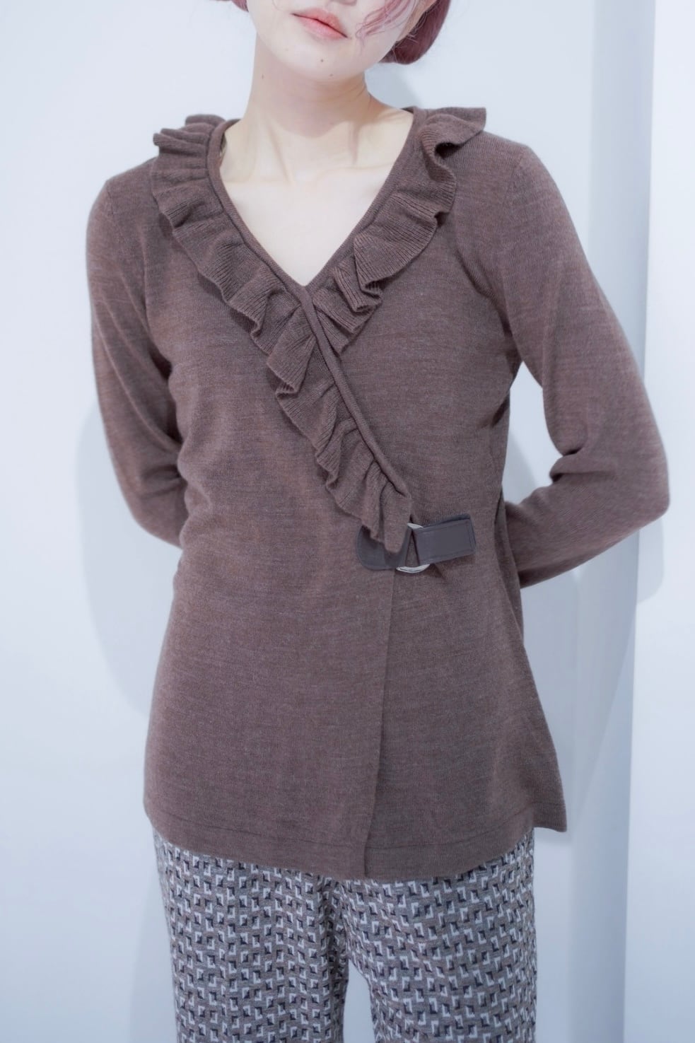 frill cachecoeur belted knit