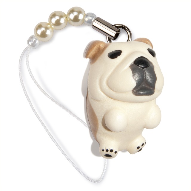 Dog 92 Bulldog ブルドッグ レッドホワイト ビーズ ストラップ DN-3401