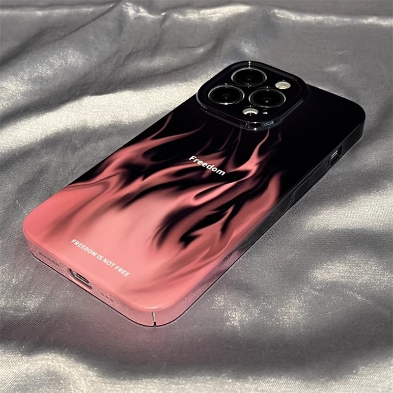 個性的 iPhone14ProMax～7ケース 炎 アイフォンカバー かわいい 光沢
