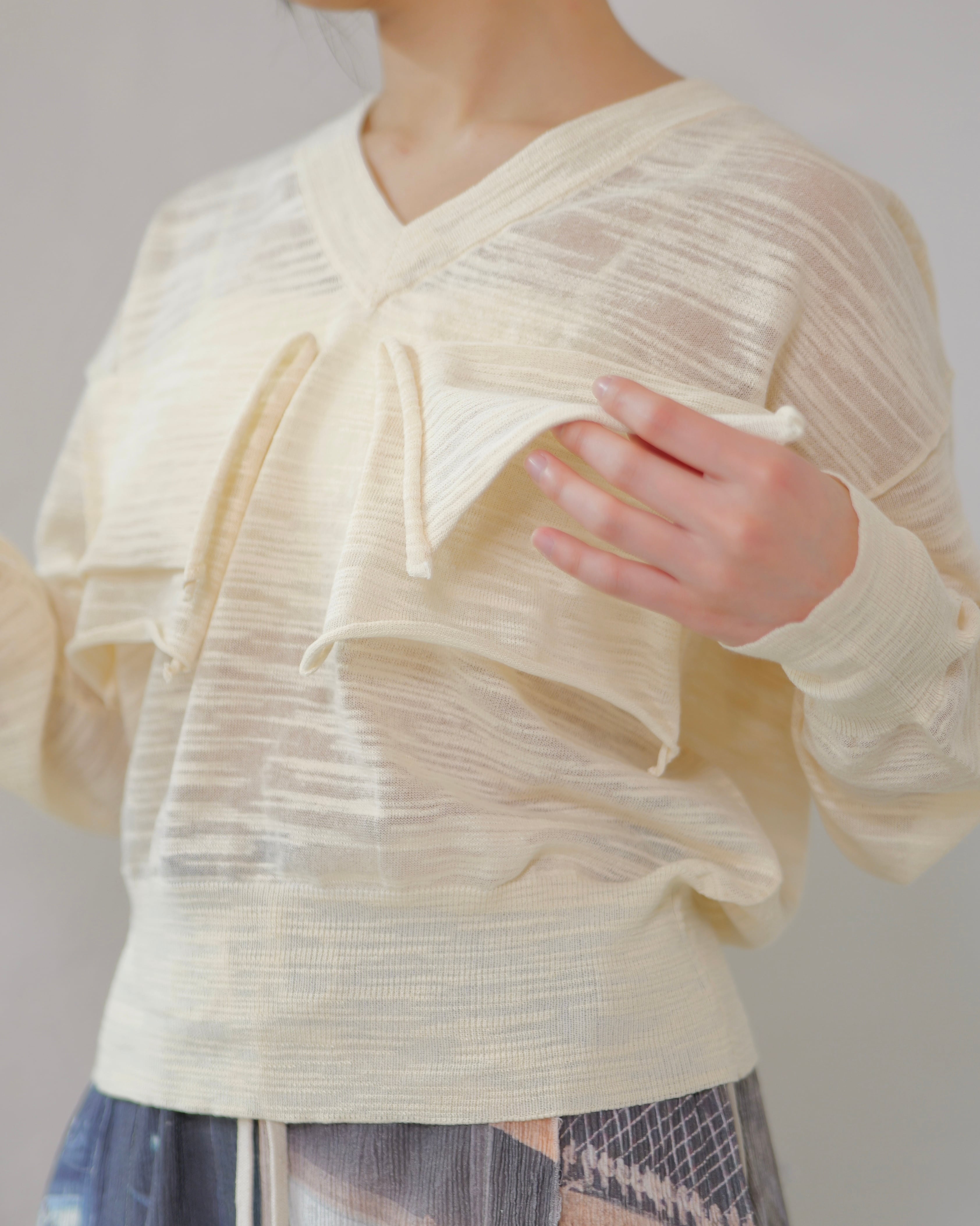 kotoha yokozawa - TD V-NECK SHEER KNIT ：Banana｜シアー／Vネック