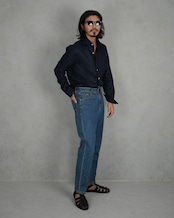 【腰高直整】ハイウエストストレッチデニムパンツ