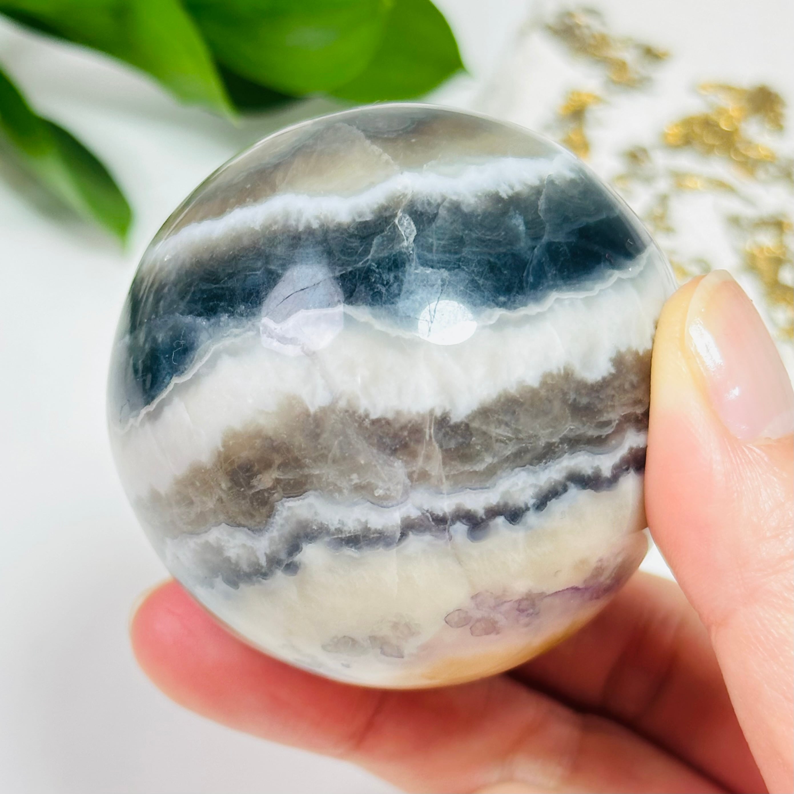 芸術的マーブル模様｜フローライトアゲートスフィア Φ56mm | Mt.Sophia