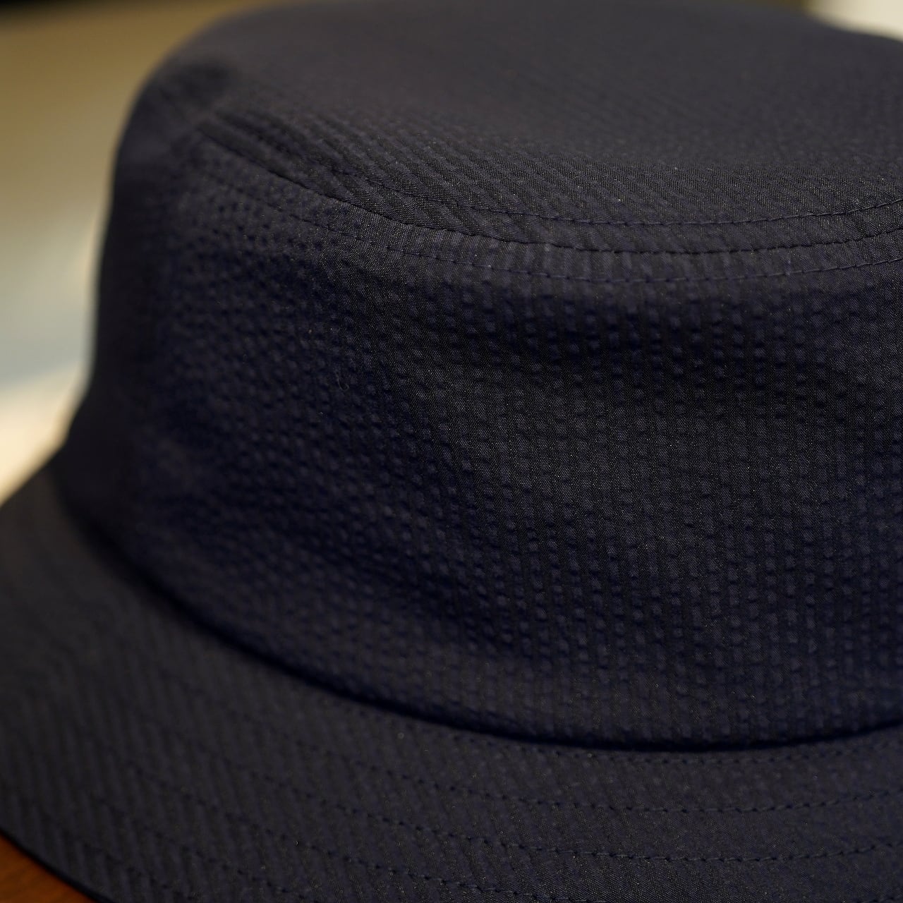 KUON（クオン） CIRCLE別注 ネイビーシアサッカー バケットハット