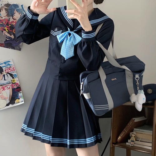 ゆめかわ♡選べる袖丈♪ドット柄リボンセーラー服　seifuku8　