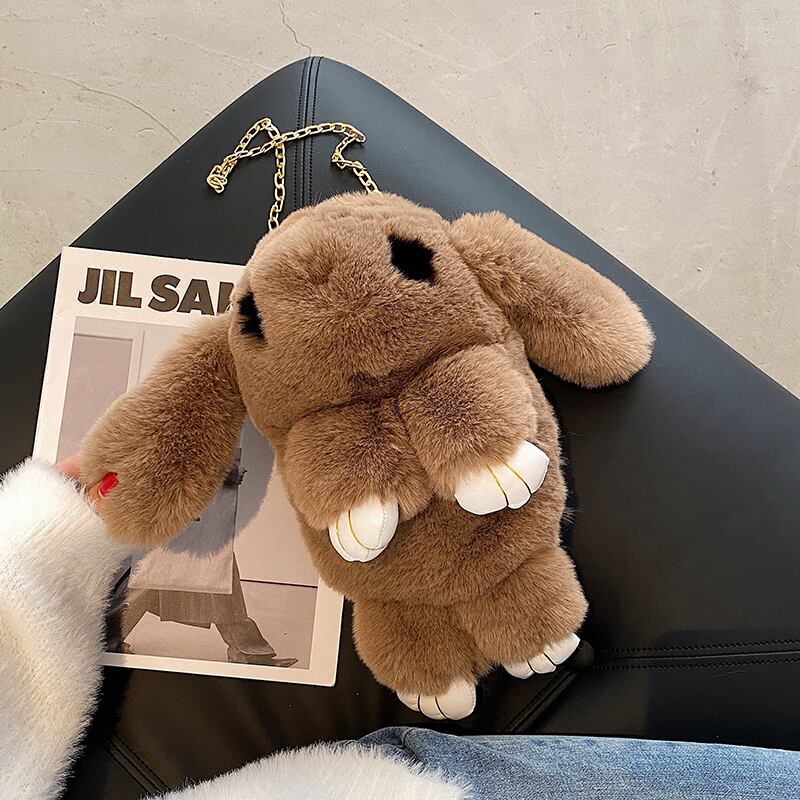 かわいい漫画のドレス死んだウサギの毛皮のバッグ女性2020新しい流行の秋と冬のオールマッチぬいぐるみチェーンワンショルダーメッセンジャーバッグ Tiancai_Wing_Bag88036045656