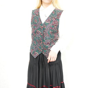 USA VINTAGE PAISLEY PATTERNED DESIGN GILLET VEST/アメリカ古着ペイズリー柄デザインジレベスト