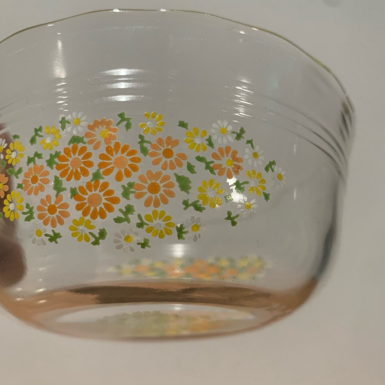レトロ 花柄がカワイイ パイレックス PYREX 岩城硝子 カスタードカップ