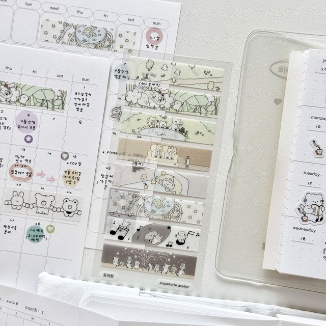 ★予約 papeterie.atelier 〔マスキングシールステッカー 꿈처럼〕