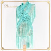 フラメンコ 衣装 ソニアジョーンズ SONIA JOHNES シージョ ピキージョ グリーン ブルー 緑 青 水色 フレコ フリンジ 編み込み ダンス パーティ 装飾 小物 グリーン系 フラメンコ衣装 おしゃれ レディース ダンス小物 踊り衣装 ステージ衣装 透かし編み