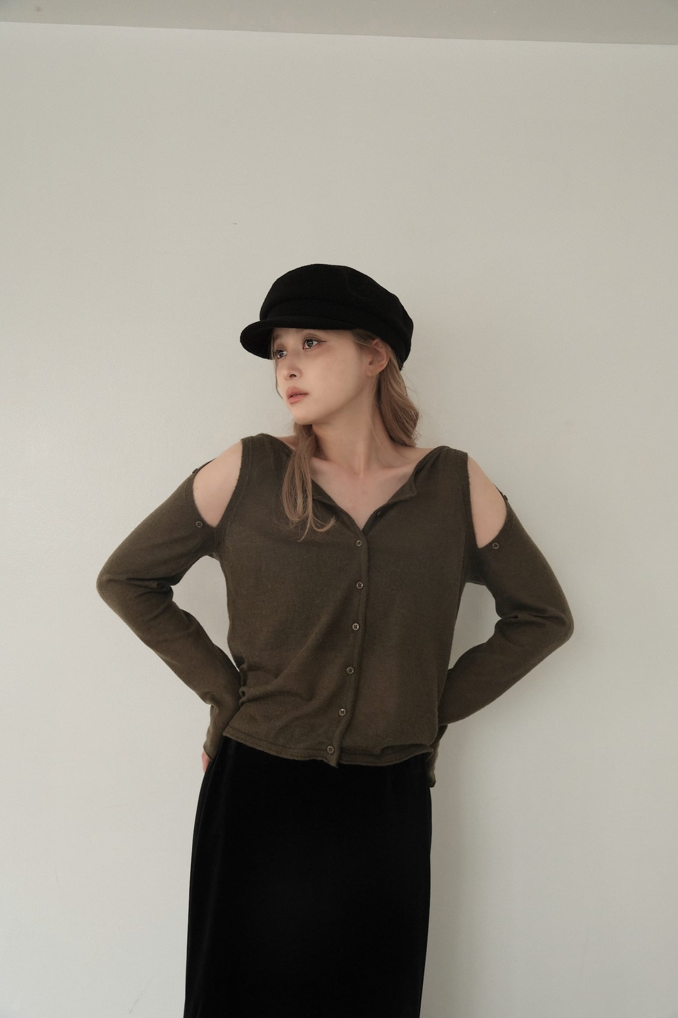 Shoulder Slit Cardigan/ショルダースリットカーディガン/Khaki