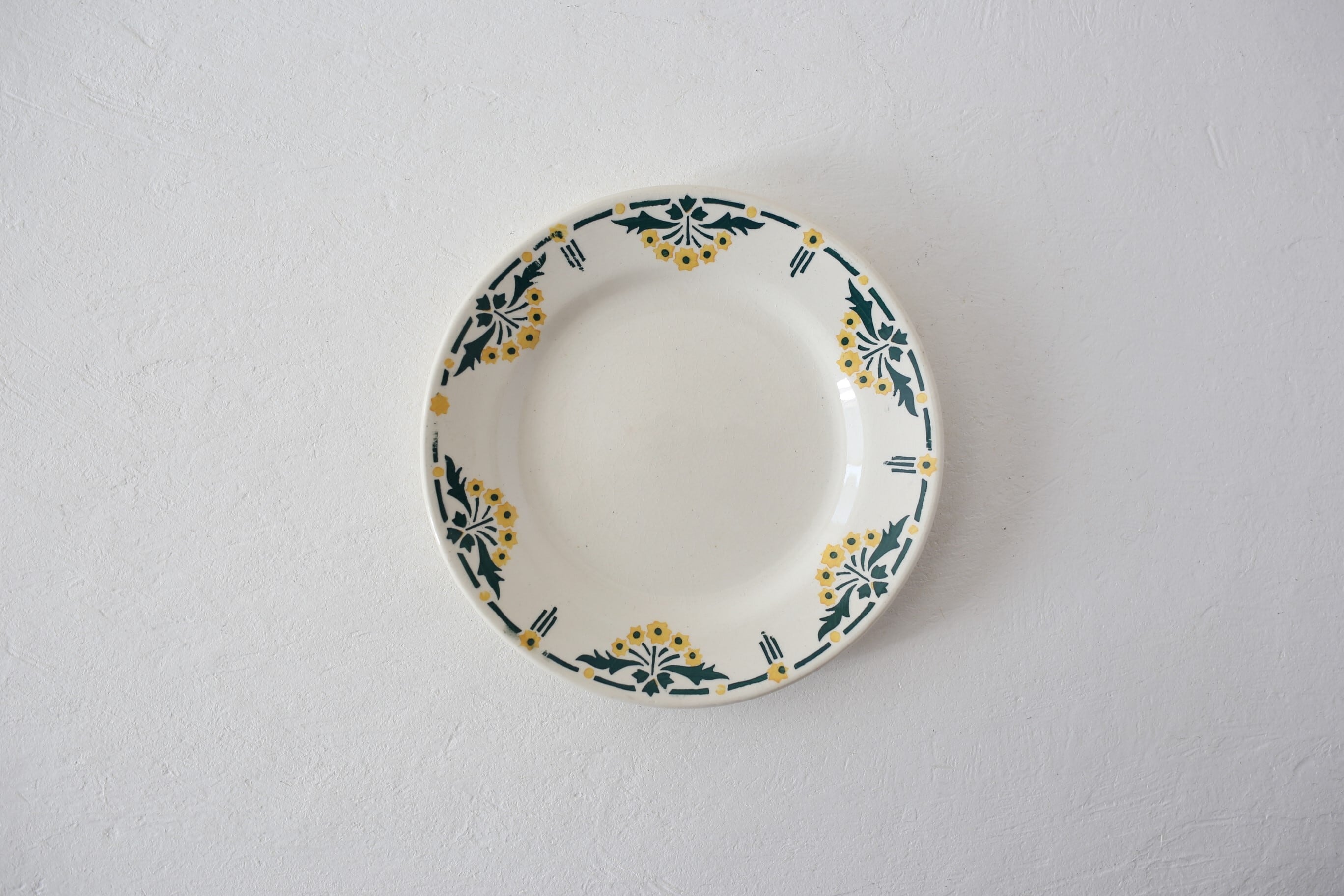 フランス アンティーク Choisy le Roi ショワジールロワ タンポポ柄 デザート皿 N-03548a