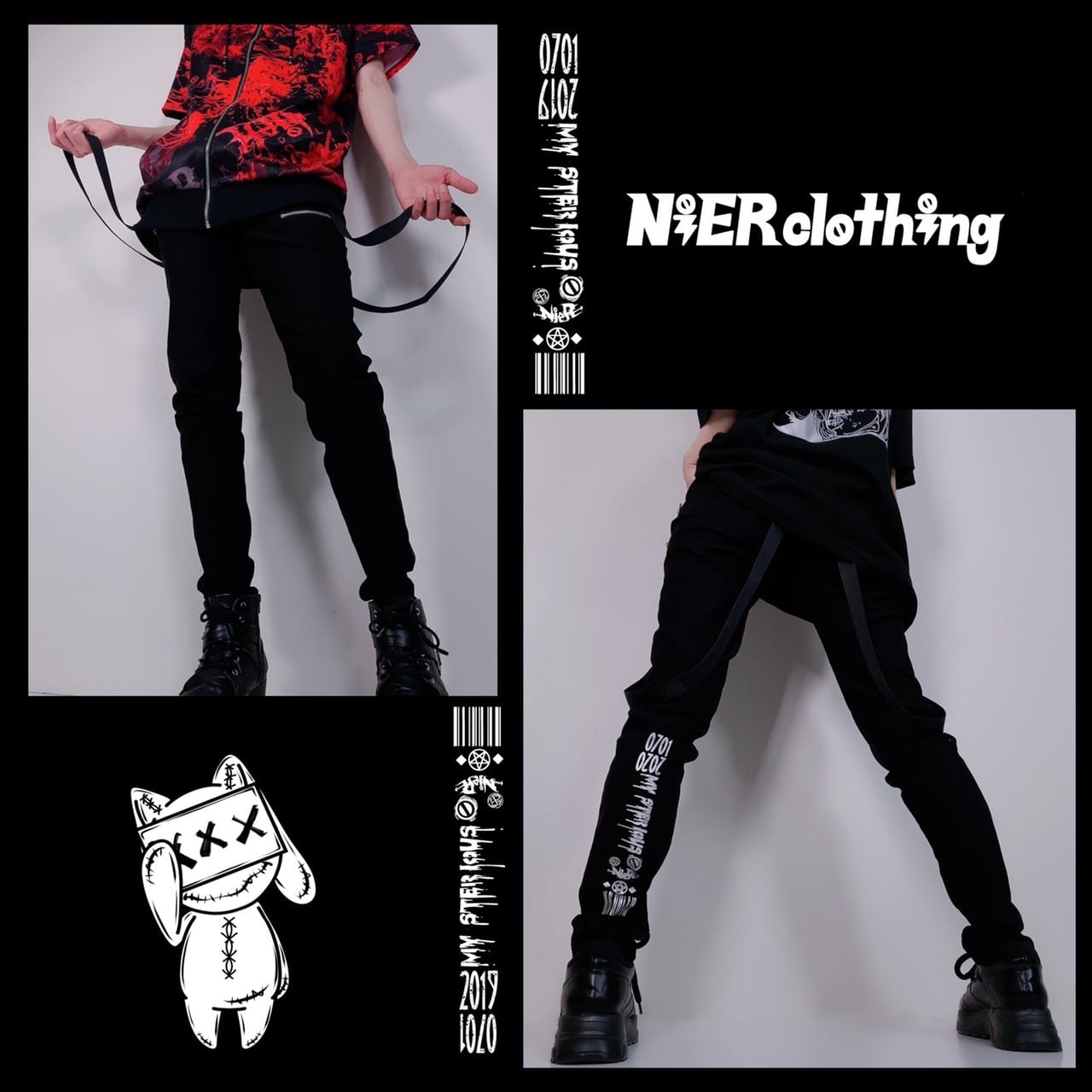 NieR 4FAKE ZIP STYLISH PANTS【刺繍LIPS】